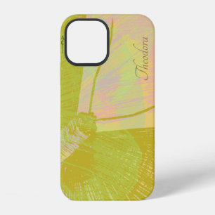 Coque iPhone 12 Papillon Or Abstrait Violet rose Pastel Motif