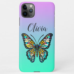 Coque iPhone 11Pro Max Papillon Personnalisé en Verre Coloré