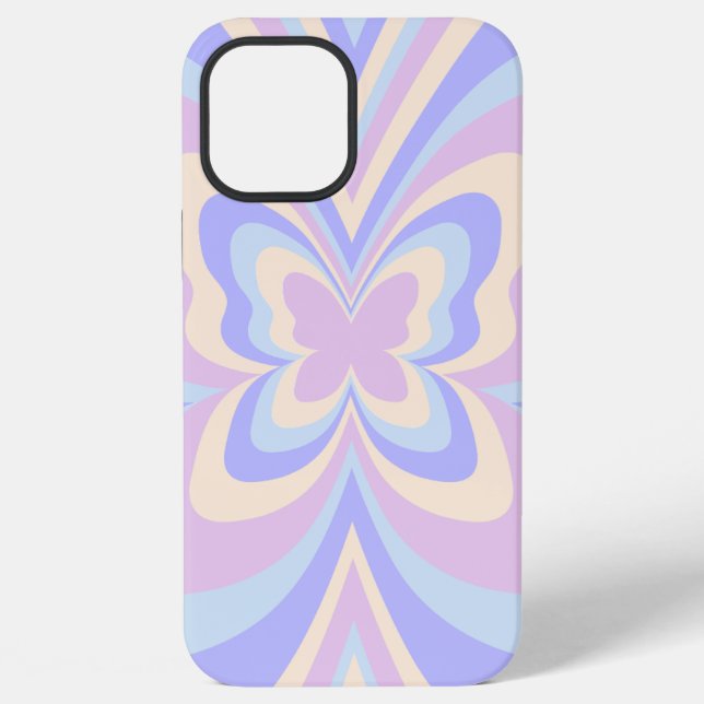 Coque iPhone Papillon Psychédélique Groovy Esthétique Pastel (Verso)