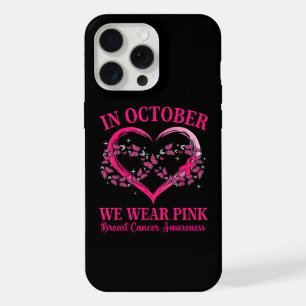 Coque iPhone 15 Pro Max Papillon Rose Cœur en Octobre Nous Portons Rose
