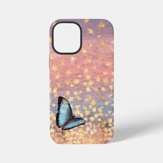 Coque iPhone Papillon Rose Gold Paillettes Design Abstrait (Verso)