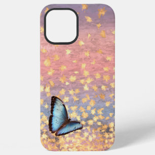Coque iPhone 12 Pro Max Papillon Rose Gold Paillettes Design Abstrait