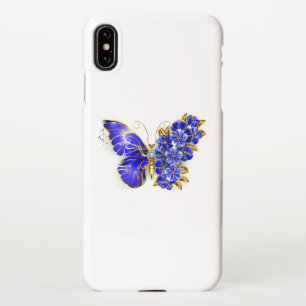 Coque iPhone XS Max Papillon saphir à fleurs