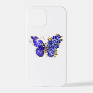 Coque iPhone 12 Pro Papillon Saphir Fleur