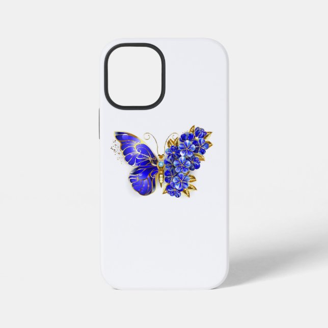 Coque iPhone Papillon Saphir Fleur (Verso)