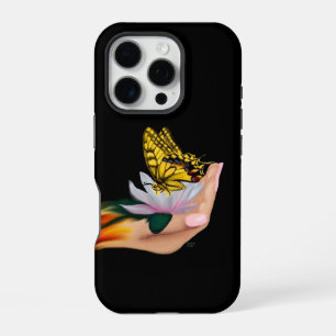 Coque iPhone 16 Pro Papillon sur fleur de lotus