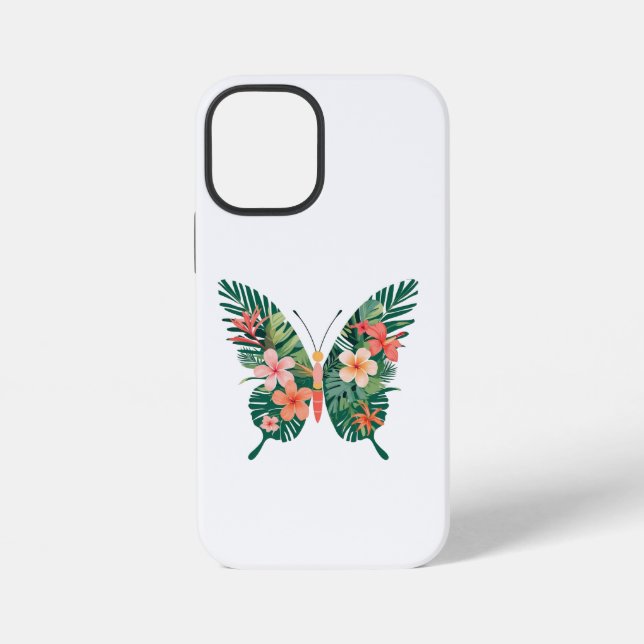 Coque iPhone Papillon tropical avec Vibes de l'île aux ailes fl (Verso)