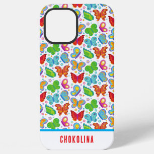 Coque iPhone 12 Pro Max Papillons arc-en-ciel aquarelle personnalisés pour