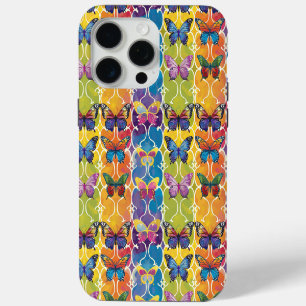 Coque iPhone 15 Pro Max Papillons Arc-en-Ciel Numériques à Motif Coloré