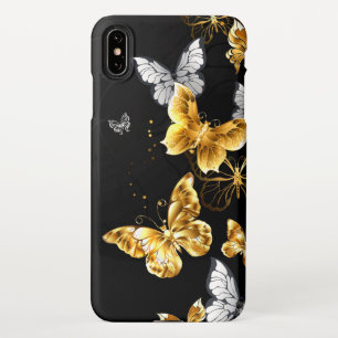 Coque iPhone XS Max Papillons blancs et dorés