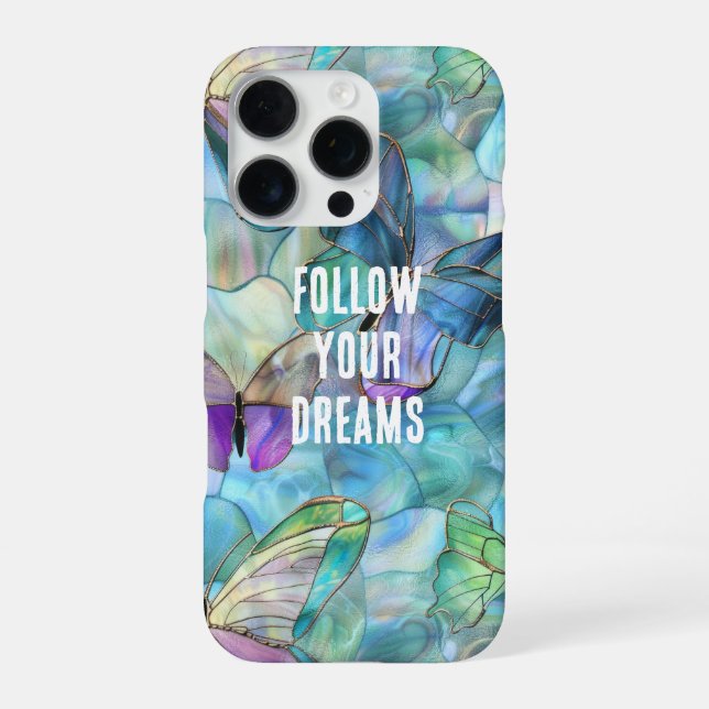 Coque iPhone Papillons bleu turquoise violet (Verso)