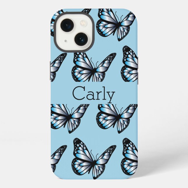 Coque iPhone Papillons bleus (Verso)