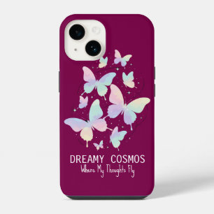 Coque Pour iPhone 14 Papillons de Galaxie Pastel Esthétique Rêveuse