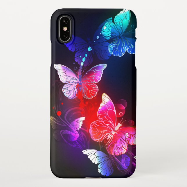 Coque iPhone Papillons de nuit Neon brillants sur arrière - pla (Dos)