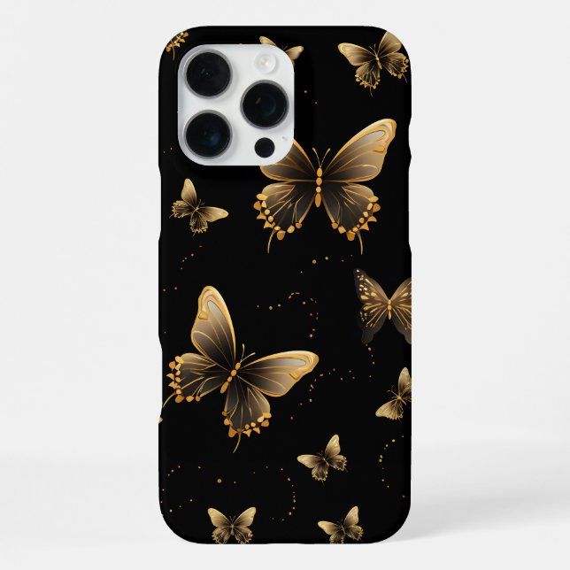 Coque iPhone Papillons d'or noir (Verso)