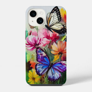 Coque Pour iPhone 14 Papillons et Fleurs