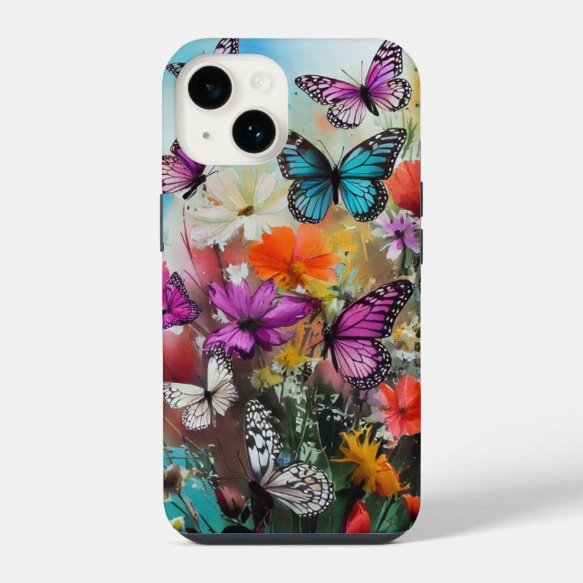 Coque iPhone Papillons et Fleurs (Verso)