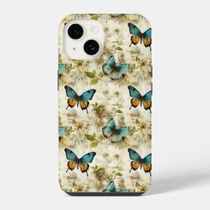 Coque Pour iPhone 14 Papillons et fleurs Vintages colorés (1)