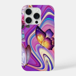 Coque iPhone 15 Pro Papillons et volutes
