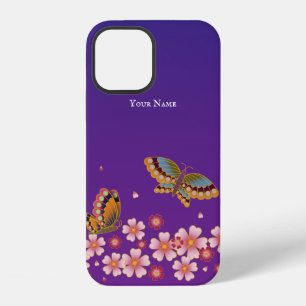 Coque iPhone 12 Papillons Japonais Fleurs de Cerisier Personnalisé