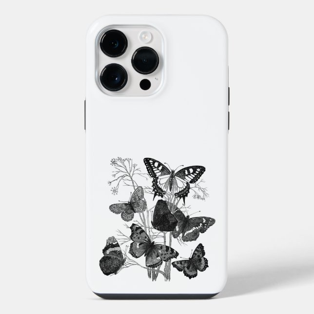 Coque iPhone Papillons noirs et blancs (Verso)