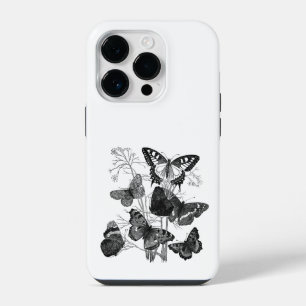 Coque Pour iPhone 14 Plus Papillons noirs et blancs vintages