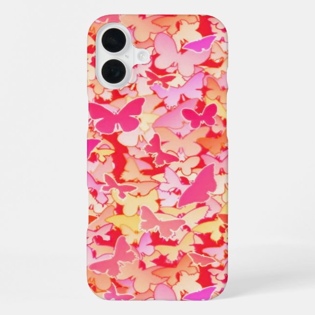 Coque iPhone Papillons, rose, pêche, corail (Verso)