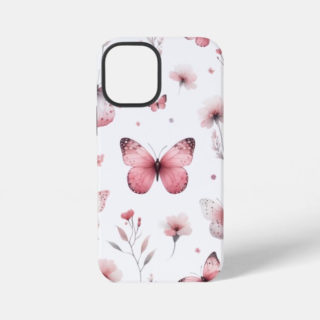 Coque iPhone Papillons roses (Verso)