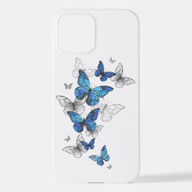 Coque iPhone Papillons volants bleus Morpho (Verso)
