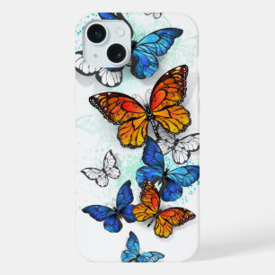 Coque iPhone 15 Plus Papillons volants Morpho et Monarch