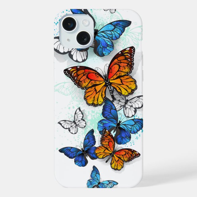 Coque iPhone Papillons volants Morpho et Monarch (Verso)