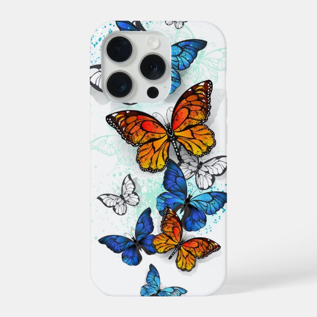 Coque iPhone Papillons volants Morpho et Monarch (Verso)