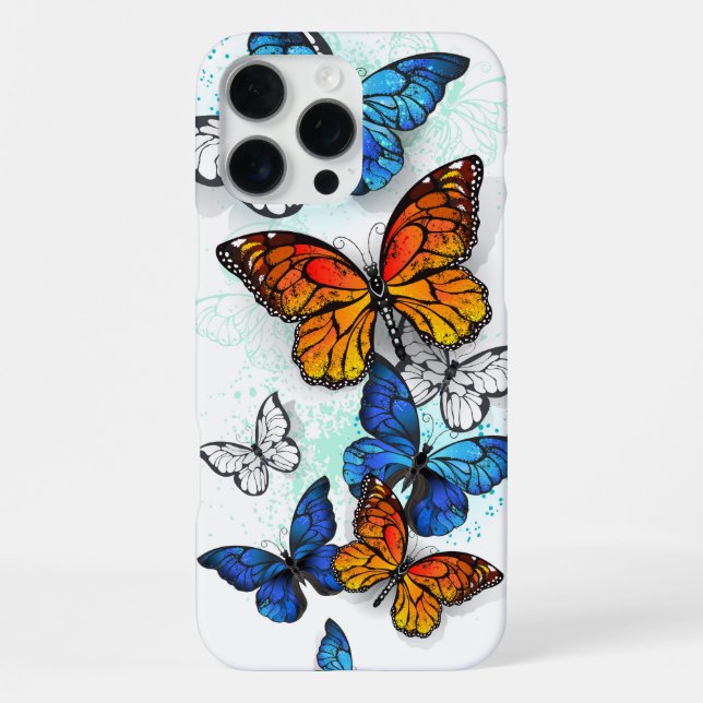 Coque iPhone Papillons volants Morpho et Monarch (Verso)