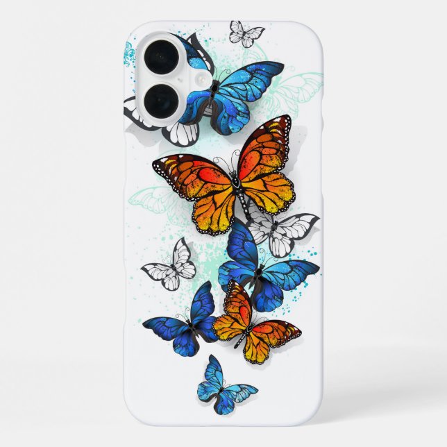 Coque iPhone Papillons volants Morpho et Monarch (Verso)