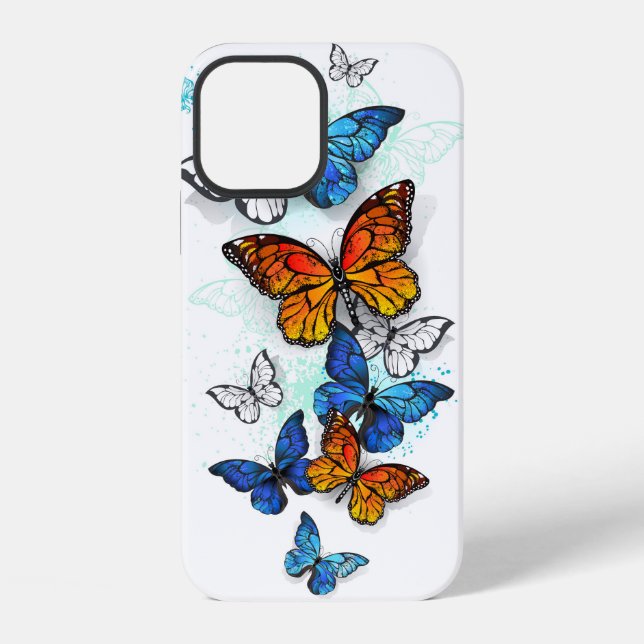 Coque iPhone Papillons volants Morpho et Monarque (Verso)