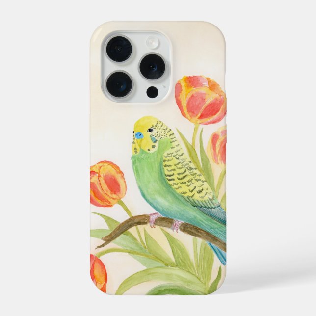 Coque iPhone Parakeet with Tulips  (Verso)