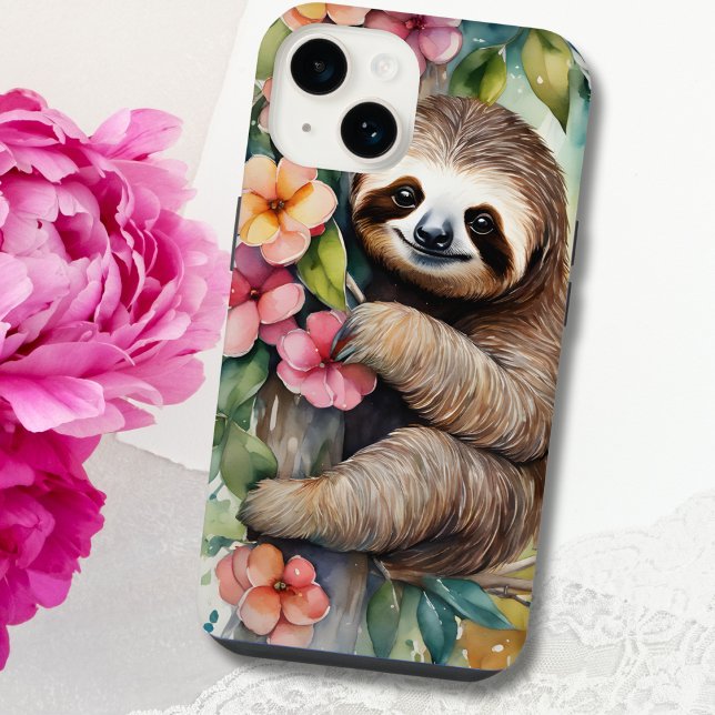 Coque iPhone Paresseux aquarelle mignon (Créateur téléchargé)