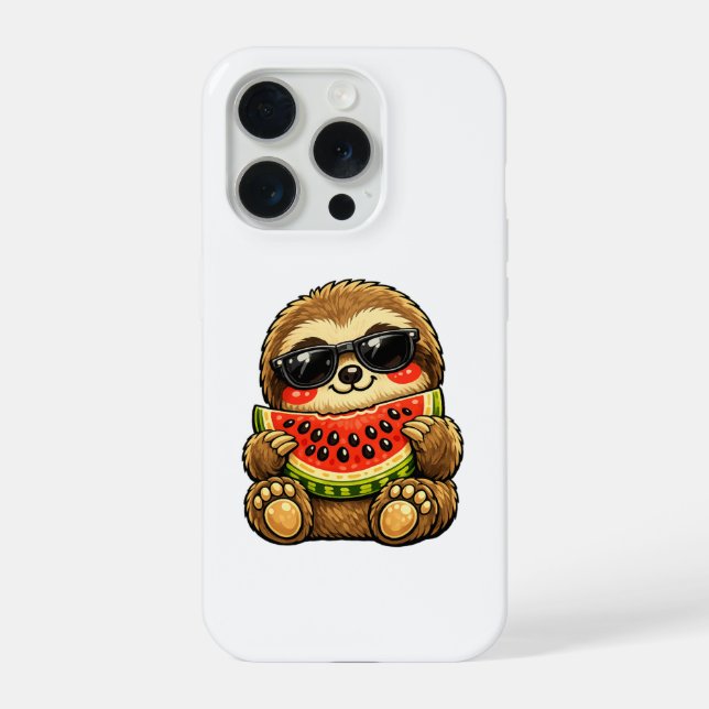 Coque iPhone Paresseux mignon avec pastèque (Verso)