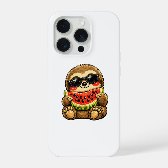 Coque iPhone Paresseux mignon avec pastèque (Verso)
