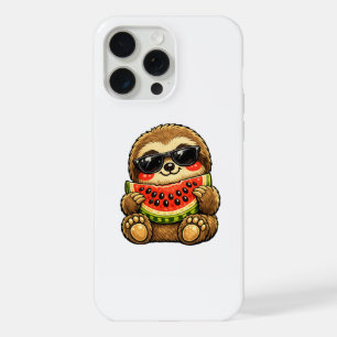 Coque iPhone 15 Pro Max Paresseux mignon avec pastèque