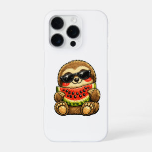 Coque iPhone 16 Pro Paresseux mignon avec pastèque