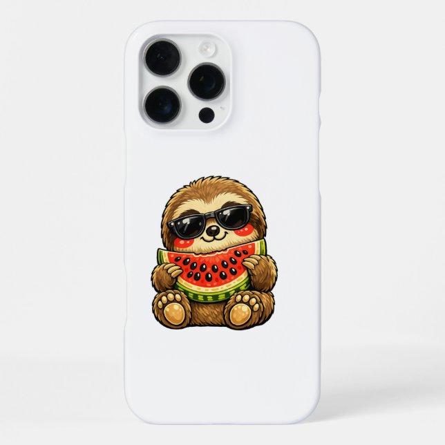 Coque iPhone Paresseux mignon avec pastèque (Verso)