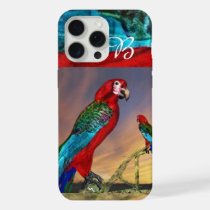 COQUE iPhone 15 PRO MAX PARROTS HYPER / MONOGRAMME ARA ROUGE