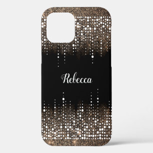 Coque iPhone 12 Parties scintillant à goutte d'or Pluie glamour No