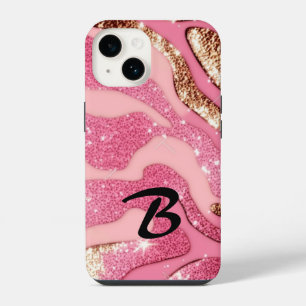 Coque Pour iPhone 14 Parties scintillant animale Monogramme Rose Gold A