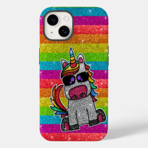 Coque Pour iPhone 14 Parties scintillant arc-en-ciel Unicorn Sparkly Go