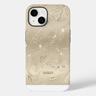 Coque Pour iPhone 14 Parties scintillant blanche Arrière - plan Champag