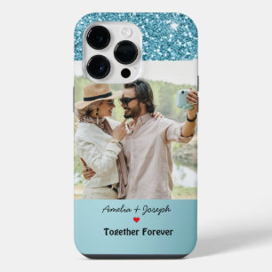 Coque Pour Pour iPhone 14 Pro Max Parties scintillant Bleue Moderne Personnalisé Amo