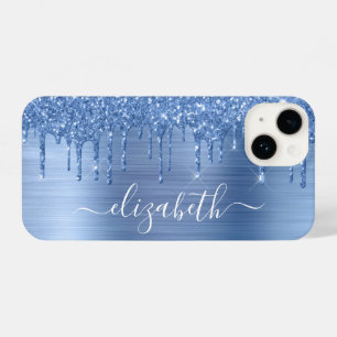 Coque Pour iPhone 14 Parties scintillant bleue personnalisée