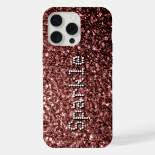 Coque iPhone 15 Pro Max Parties scintillant brun rouge étincelles Votre te